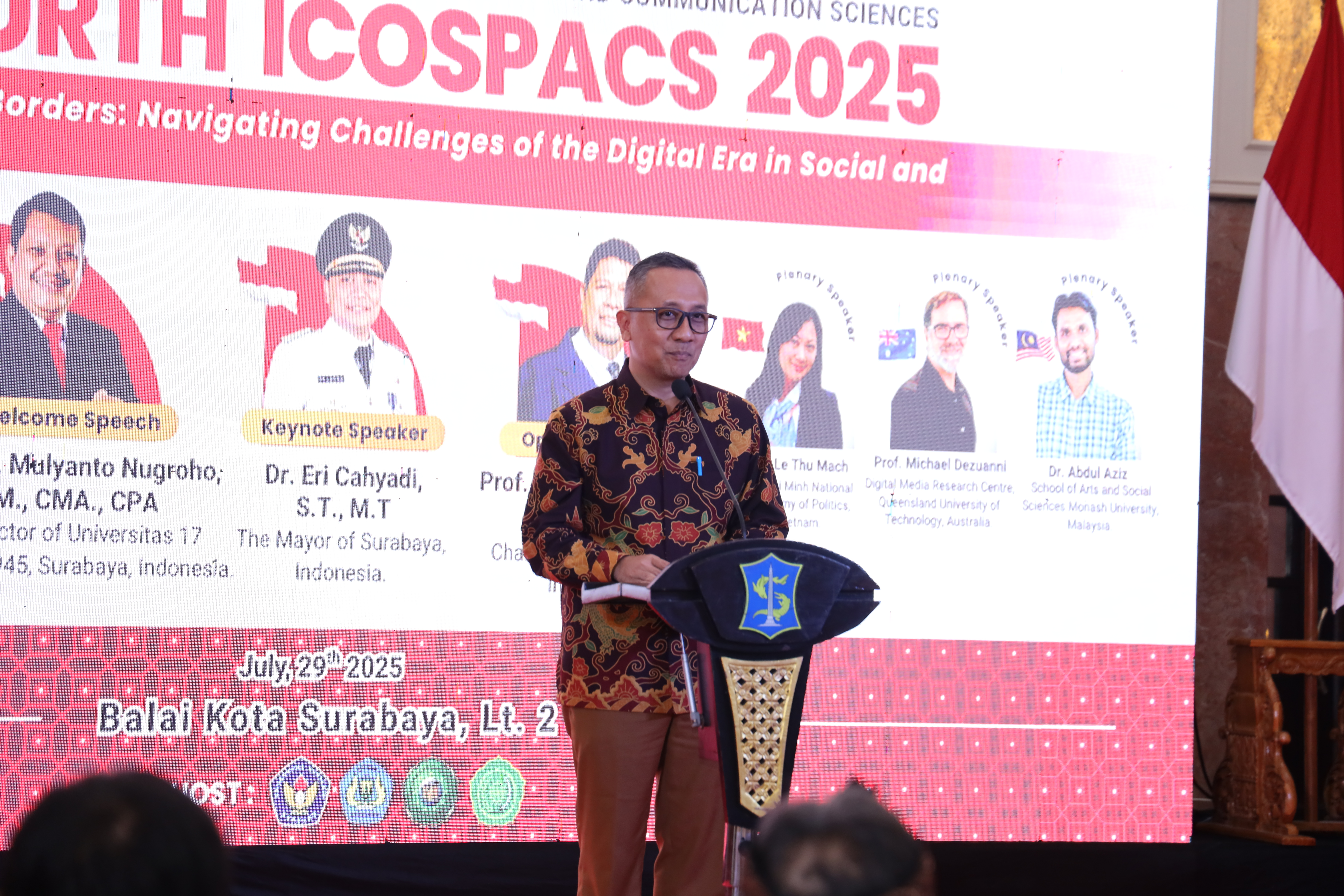 Sambutan Bapak Agus Imam Sonhaji ST, MMT selaku Asisten Perekonomian dan Pembangunan Kota Surabaya