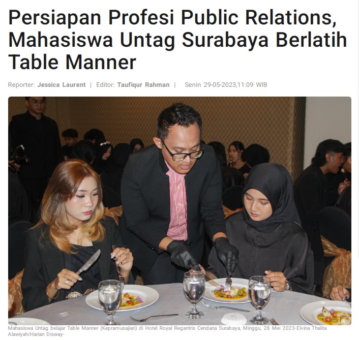 Persiapan Profesi Public Relations, Mahasiswa FISIP Berlatih Table Manner