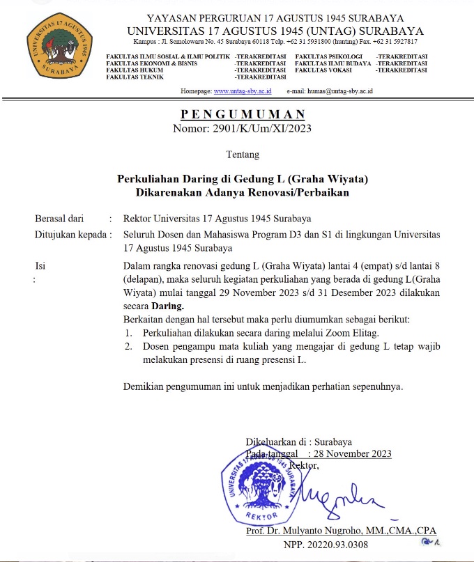Renovasi Ruang Kuliah