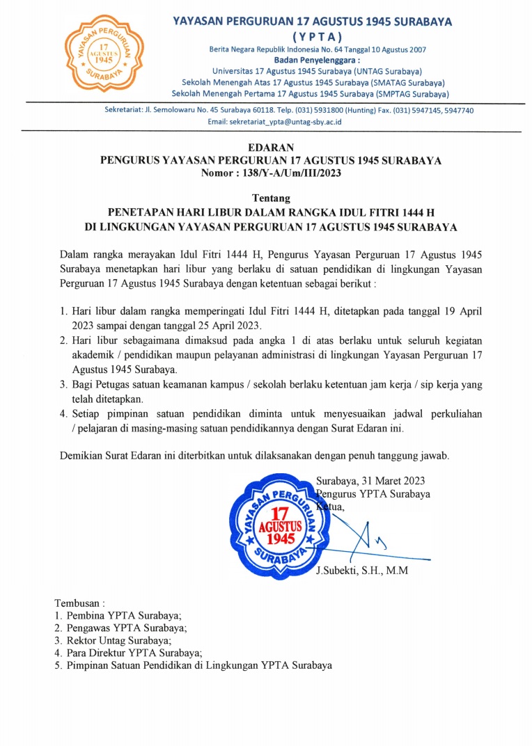PENETAPAN LIBUR DALAM RANGKA HARI LEBARAN