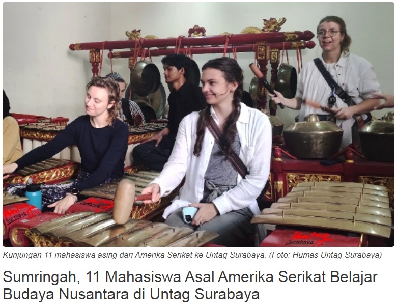 Sumringah, 11 Mahasiswa Asal Amerika Serikat Belajar Budaya Nusantara di Untag Surabaya