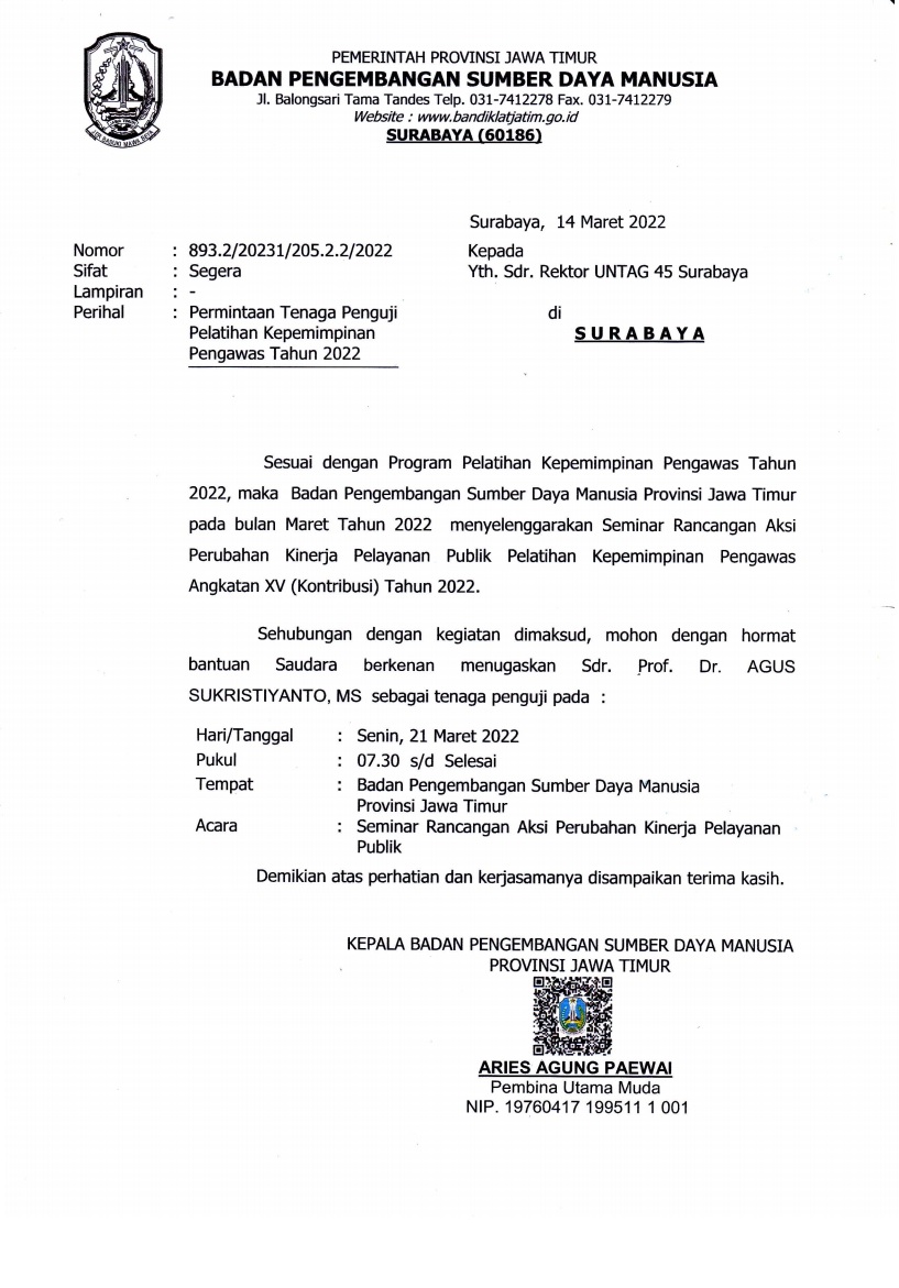 Tenaga Penguji Pelatihan Kepemimpinan Pengawas Tahun 22
