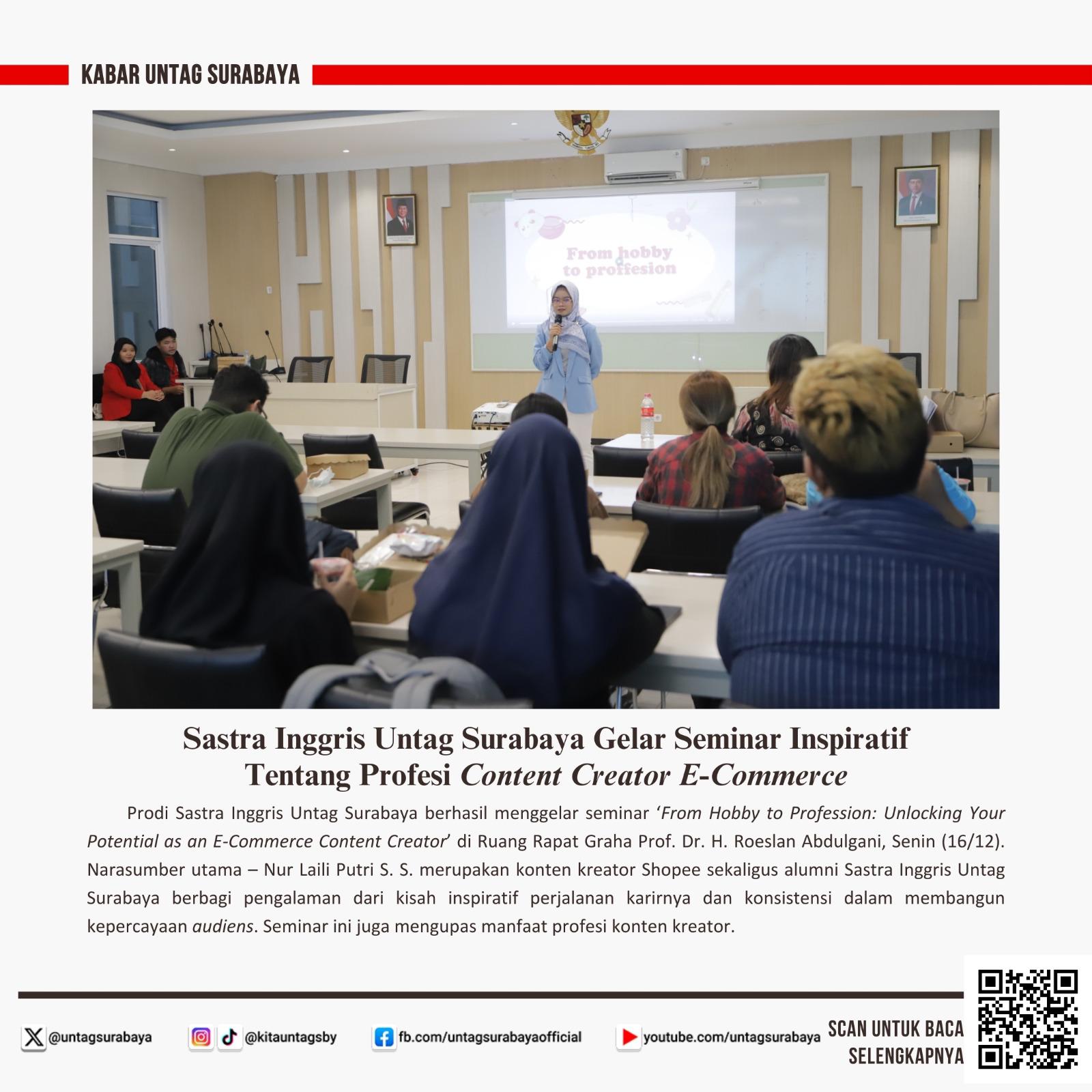 Sastra Inggris Untag Surabaya Gelar Seminar Inspiratif