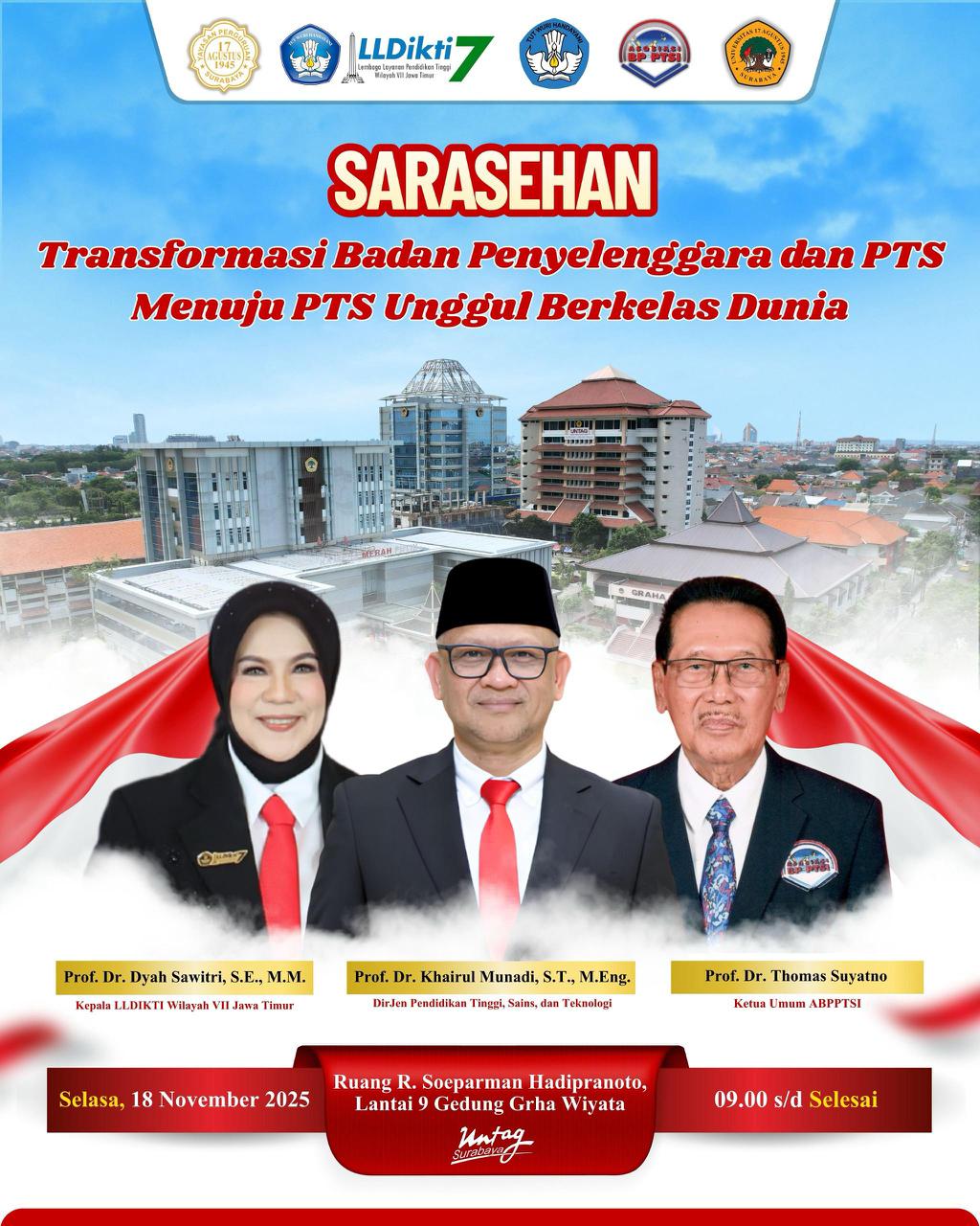 Sarasehan Transformasi Badan Penyelenggara dan PTS Menuju PTS Unggul Berkelas Dunia 