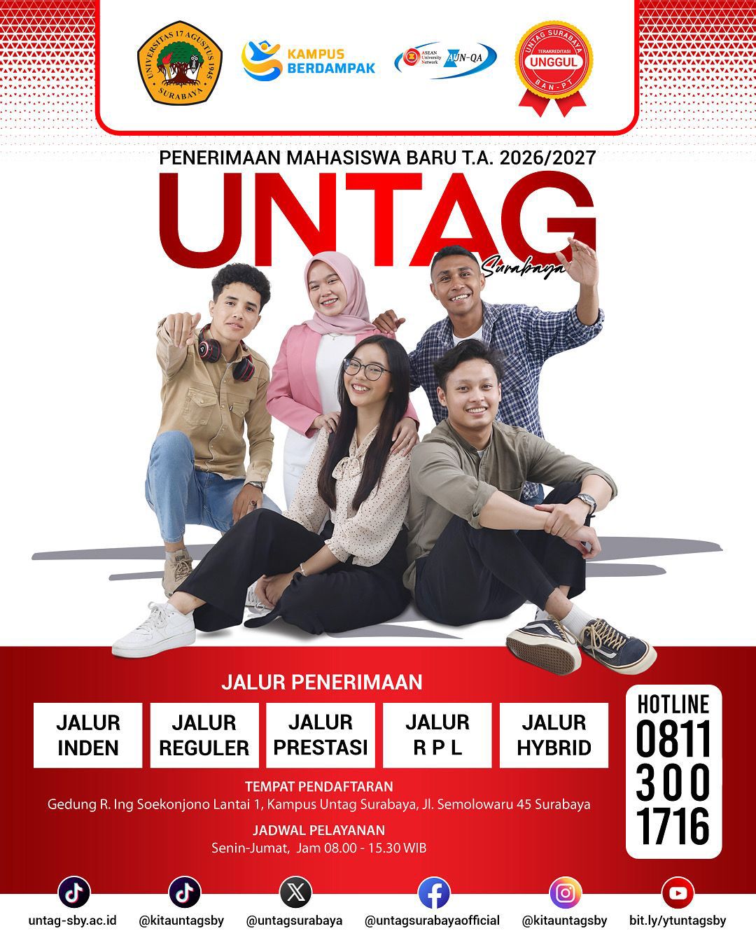 Penerimaan Mahasiswa Baru Untag Surabaya 2026–2027 Telah Dibuka