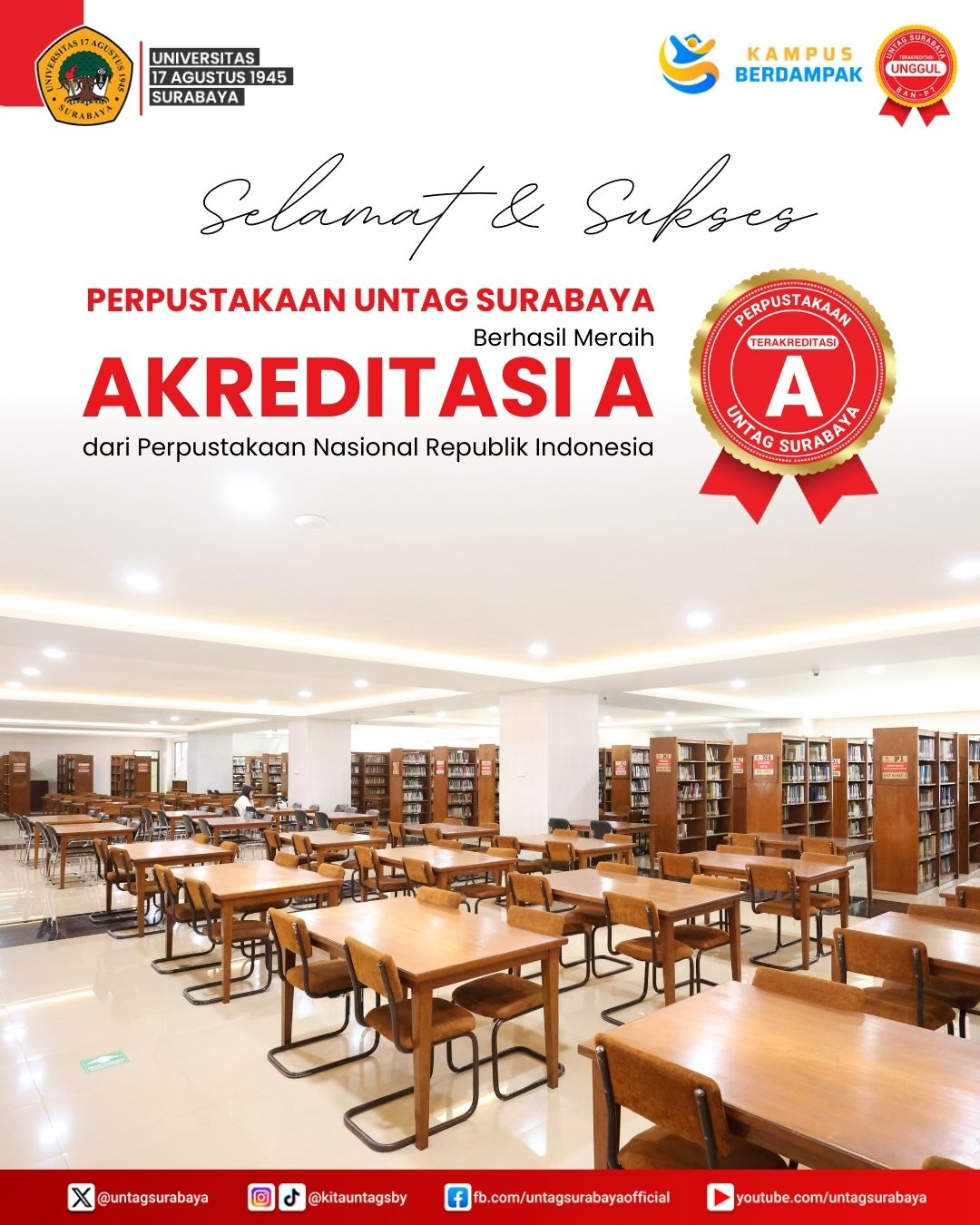 Perpustakaan Untag Surabaya Terakreditasi A